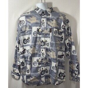 North River Outfitters motorcycle Collard Biker Button Down Overall Print C